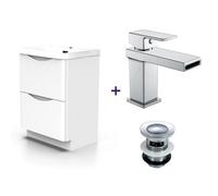 Nes Home Merton White Basin Vanity Unit And Tap Set With Waste