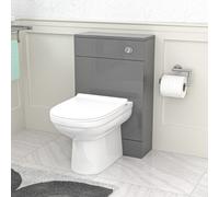 Nes Home Modern 500mm Back To Wall Toilet with WC Bathroom Steel Grey