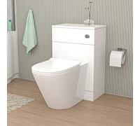 Nes Home Modern 500mm WC Unit & Rimless Round Back To Wall Toilet With Cistern