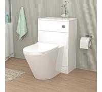Nes Home Modern 500mm Wc Unit & Rimless Round Back To Wall Toilet With Cistern