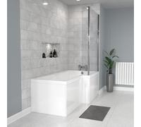 Nes Home Modern Bathroom L-Shape Shower Right Hand Bath Screen And Front Panel