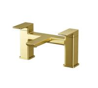 Nes Home Modern Brushed Brass Bathroom Square Deck Mounted Bath Filler Tap