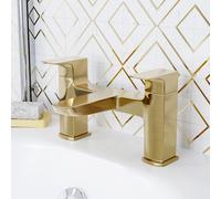 Nes Home Modern Brushed Brass Designer Square Deck Mounted Bath Filler Tap in Gold Nes Home Gold