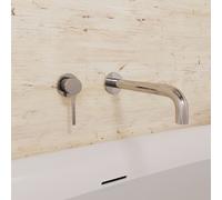 Nes Home Modern Chrome Bathroom Basin Sink Wall Mounted Spout With Concealed Single Lever Mixer Tap in Silver Nes Home Silver