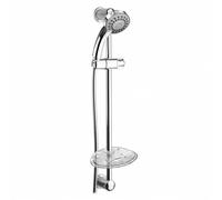 Nes Home Modern Chrome Exposed Round Shower With Soap Tray Riser Rail Kit