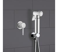 Nes Home Modern Chrome Handheld Brass Douche Bidet Spray Set With Lever Controlled Mixer