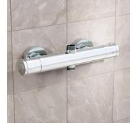 Nes Home Modern Chrome Round Exposed Thermostatic Shower Mixer Bar Valve in Silver Nes Home Silver