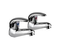Nes Home Modern Chrome Studio Deck Mounted Basin Taps in Silver Nes Home Silver