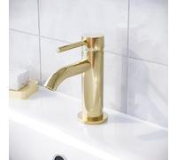 Nes Home Modern Cloakroom Brushed Brass Round Basin Mono Mixer Tap