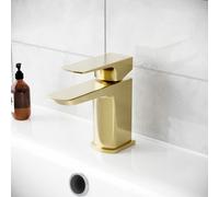 Nes Home Modern Cloakroom Brushed Brass Square Basin Mono Mixer Tap