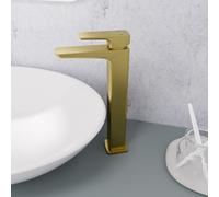 Nes Home Modern Countertop Brushed Brass Tall Square Basin Mono Mixer Tap
