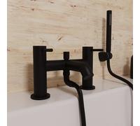 Nes Home Modern Deck Mounted Bath Shower Mixer Tap with Handheld Kit Matt Black