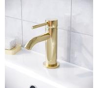 Nes Home Modern Cloakroom Brushed Brass Round Basin Mono Mixer Tap
