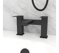 Nes Home Modern Deck Mounted Matte Black Square Bridge Bath Filler Mixer Tap