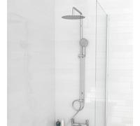 Nes Home Modern Exposed Round Shower Mixer Handset & Riser Rail Kit Chrome