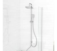 Nes Home Modern Exposed Square Shower Handset & Riser Rail Kit Chrome