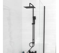 Nes Home Modern Exposed Square Shower Handset & Riser Rail Kit Matte Black
