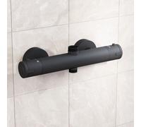 Nes Home Modern Matte Black Round Exposed Thermostatic Shower Mixer Bar Valve