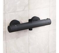 Nes Home Modern Matte Black Round Exposed Thermostatic Shower Mixer Bar Valve Nes Home Black