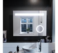 Nes Home Modern Rectangle Illuminated LED 800mm x 600mm Bathroom Mirror Demister in Silver Nes Home Silver