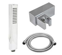 Nes Home Modern Rectangular ABS Handheld Shower Head Hose & Wall Mount Holder in Silver Nes Home Silver
