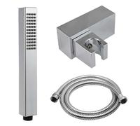 Nes Home Modern Rectangular Handheld Shower Head, Shower Hose and Wall Mount Holder
