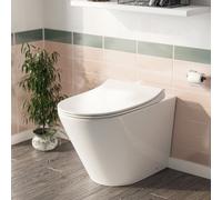 Nes Home Modern Rimless Back To Wall Toilet Pan Wc And Soft Close Seat White