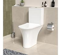 Nes Home Modern Rimless Comfort Height Close Coupled Toilet Pan Seat