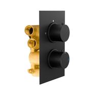 Nes Home Modern Round 2 Way 2 Dial Concealed Thermostatic Shower Mixer Valve Matt Black