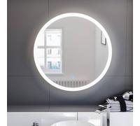 Nes Home Modern Round Bathroom LED Mirror with Battery Powered Touch 600mm in Silver Nes Home Silver