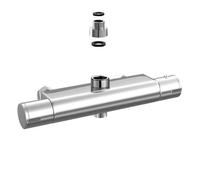 Nes Home Modern Round Chrome Exposed Thermostatic Shower Mixer Bar Valve Wall Mounted With Top 3/4" And Bottom 1/2" Bsp