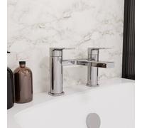 Nes Home Modern Round Deck Mounted Brass Mono Twin Lever Bath Mixer Chrome