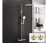 Nes Home Modern Round Exposed 2 Way Thermostatic Mixer Shower Set With Easy Fittings in Silver Nes Home Silver