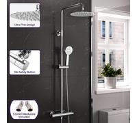 Nes Home Modern Round Exposed 2 Way Thermostatic Mixer Shower Set With Easy Fittings in Silver Nes Home Silver