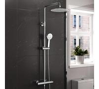 Nes Home Modern Round Exposed Thermostatic Mixer Shower Set With Shower Head & Handheld in Silver Nes Home Silver