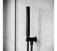 Nes Home Modern Round Hand Held Shower Head With Brass Bracket Holder Matte Black