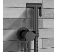 Nes Home Modern Round Matte Black Bidet Douche Kit With Shut Off Valve And Hose