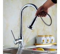 Nes Home Modern Single Lever Pull Out Kitchen Brass Mixer Tap Chrome Finished