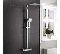 Nes Home Modern Square Exposed 2-Way Thermostatic Mixer Shower Set With Easy Fittings in Silver Nes Home Silver