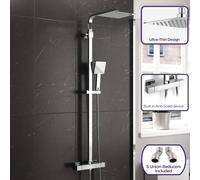 Nes Home Modern Square Exposed Thermostatic Mixer Shower Set Shower Head And Handheld
