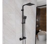 Nes Home Modern Square Matte Black Exposed Thermostatic Mixer Shower Set With Shower Head