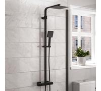 Nes Home Modern Square Matte Black Exposed Thermostatic Mixer Shower Set With Shower Head & Handheld Nes Home Black