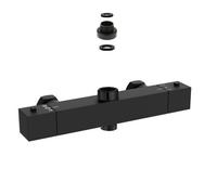 Nes Home Modern Square Matte Black Exposed Thermostatic Shower Mixer Bar Valve Wall Mounted With Top 3/4" And Bottom 1/2" Bsp