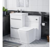 Nes Home Nanuya 1000mm Basin Vanity Cabinet & WC with Lyndon Square Rimless Toilet