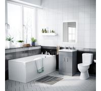 Nes Home Nanuya 1700mm Bath, Wc Toilet & 500 mm Grey Vanity Basin Cabinet