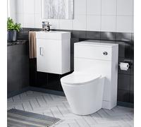 Nes Home Nanuya 400 White Wall Hung Cabinet, Btw Wc Unit & Soft Close Toilet Seat