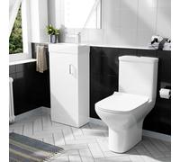 Nes Home Nanuya 400mm Cloakroom Vanity Basin Unit & Rimless Close Coupled Toilet White