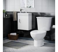 Nes Home Nanuya 400mm Cloakroom Wall Hung Basin Vanity Unit & Close Coupled Toilet White