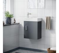 Nes Home Nanuya 400mm Cloakroom Wall Hung Basin Vanity Unit Grey