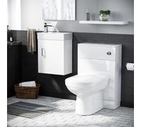 Nes Home Nanuya 400mm Vanity Basin Unit, Wc Unit & Elso Back To Wall Toilet White
